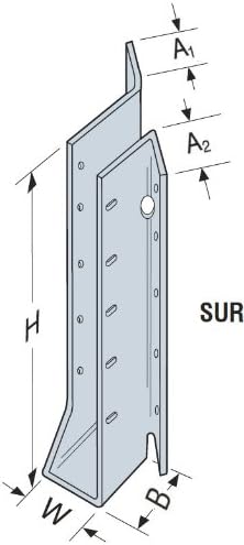 BRACKETS, BRAND, CATEGORY, SIMPSON STRONG-TIE, 10 Pack Simpson Strong Tie SUR26Z 2 x 6 Face Mount Joist Hanger Skewed 45° Right Z-Max Finish