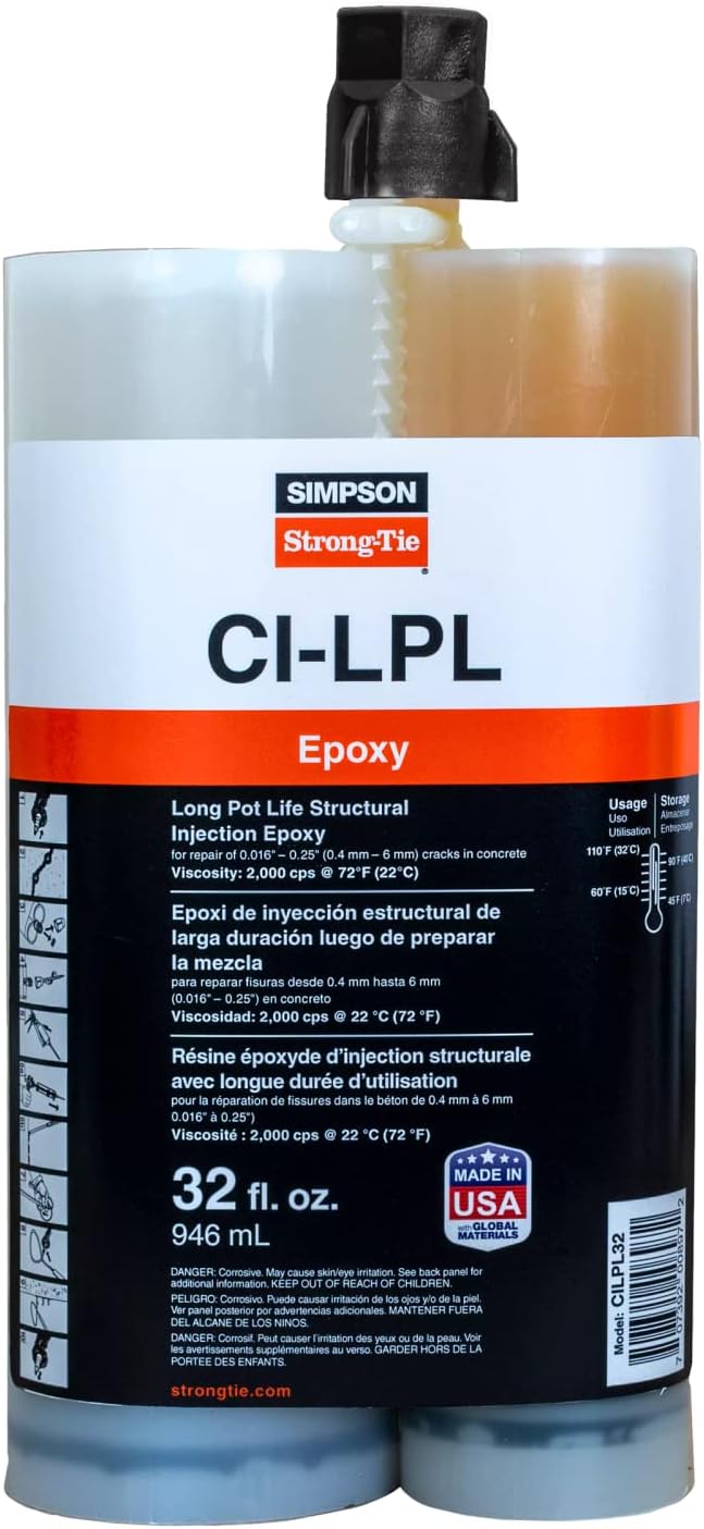 BRAND, CATEGORY, SIMPSON STRONG-TIE, TILE EPOXY ADHESIVES, Simpson Strong-Tie CI-LPL Long Pot Life Structural Injection Epoxy (32 oz.)