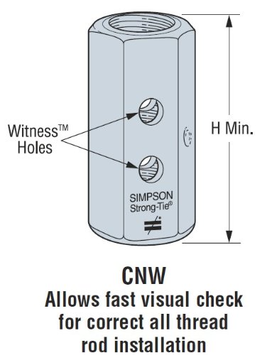 BRAND, CATEGORY, COUPLING NUTS, SIMPSON STRONG-TIE, Simpson Strong Tie CNW7/8-R 7/8" Coupler Nut w/Indicator 10 per Box