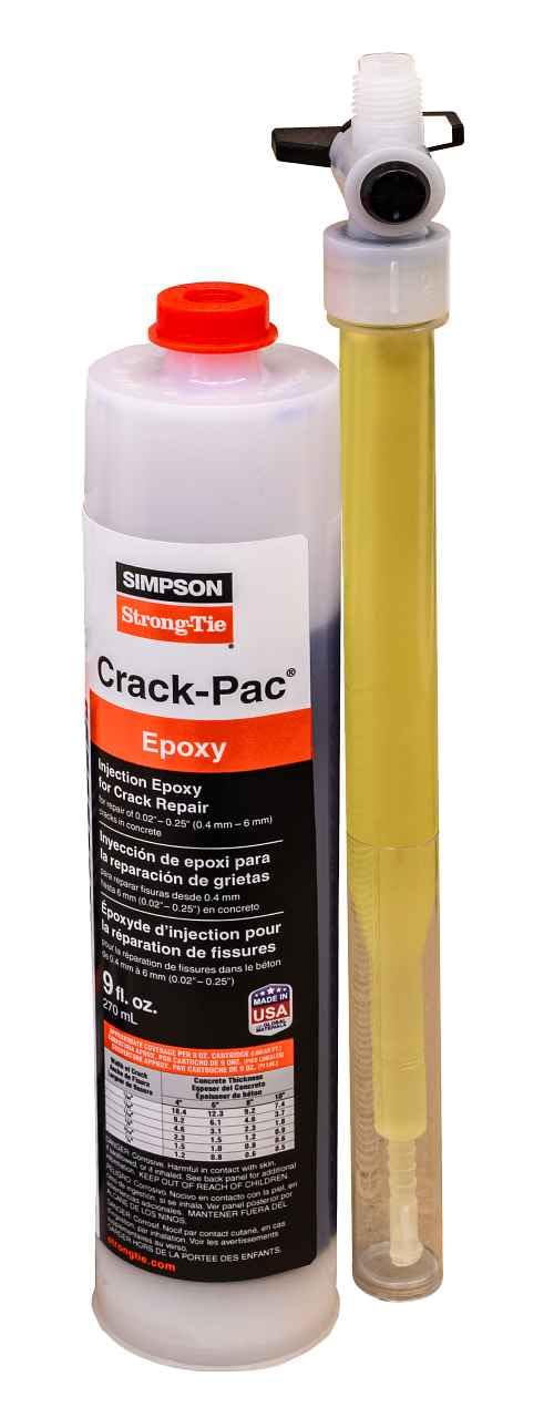 BENEFAST CONSTRUCTION FASTENING SYSTEMS, BRAND, CATEGORY, TILE EPOXY ADHESIVES, Simpson Strong-Tie ETIPAC2G10 - Crack-PAC Injection Epoxy Single Tube, 9oz. Cartridge